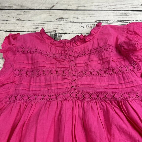 Jennifer & Grace Women 1x Pink Flutter Sleeve Blouse Embroidered High Ne… - Picture 3 of 14